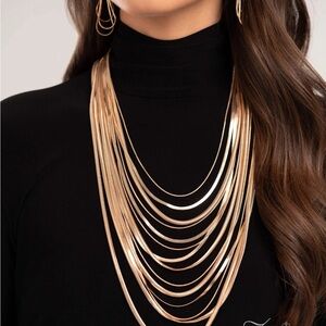 Elegant Gold Plated Layered Necklace Set: The Relentless from the Zi Collection